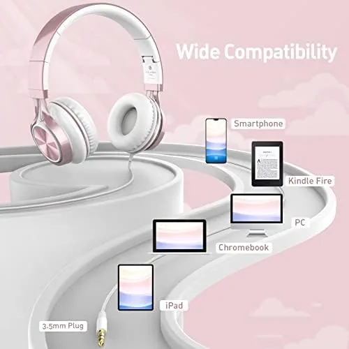 Another view of the AILIHEN Kids Headphones for School with Mic Wired, 3.5mm Jack