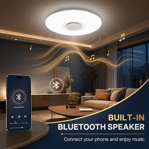Another view of the Upgrade 15 inch Dimmable LED Music Ceiling Light with Bluetooth
