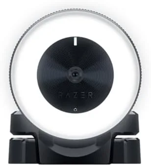 Razer Kiyo webcam mounted on a monitor with ring light off