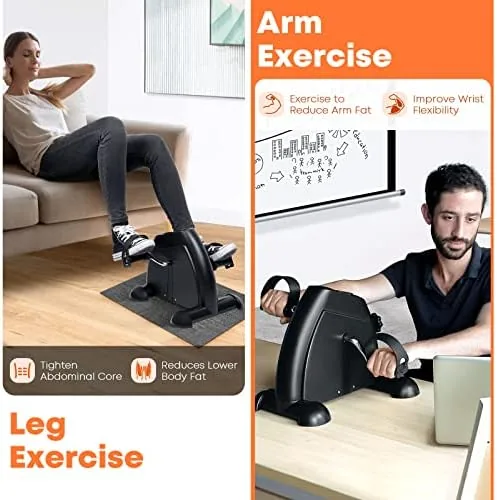 AGM pedal exerciser folded and stored under a desk