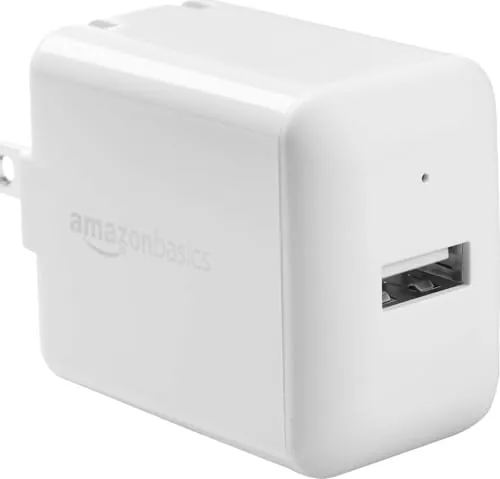 The Amazon Basics 12W One Port USB-A Portable Wall Charger (2.4A) compared in context