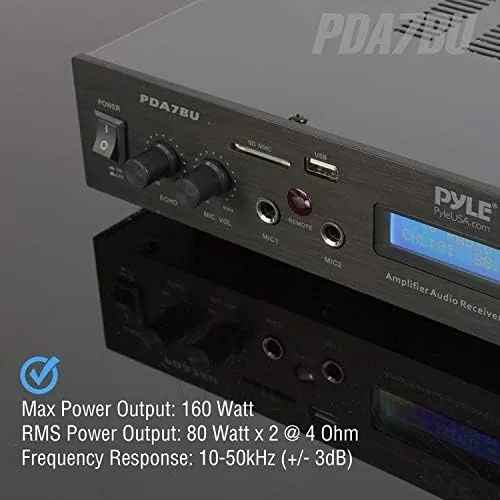 USB drive and SD card inserted in the front panel of the amplifier