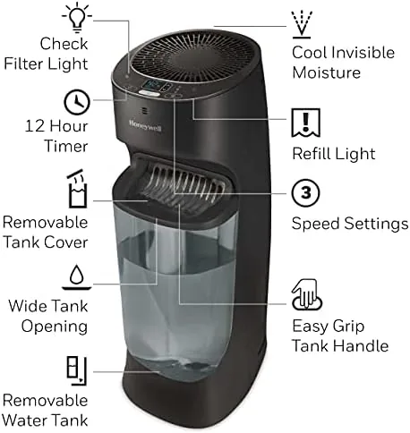 Testing the Honeywell Top Fill Tower Humidifier, Digital Humidistat, Black ,  Cool over two weeks