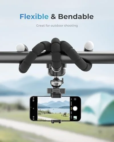 The UBeesize Phone Tripod Pro S, Flexible Desk Stand with Wireless in real use