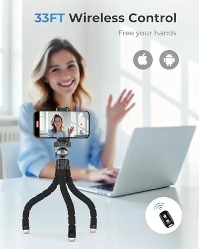 Another view of the UBeesize Phone Tripod Pro S, Flexible Desk Stand with Wireless
