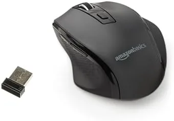 Amazon Basics Portable Wireless Computer Mouse, Ergonomic, 2.4 GHz Optical, DPI Adjustable, Easy to Review: Tested and Rated
