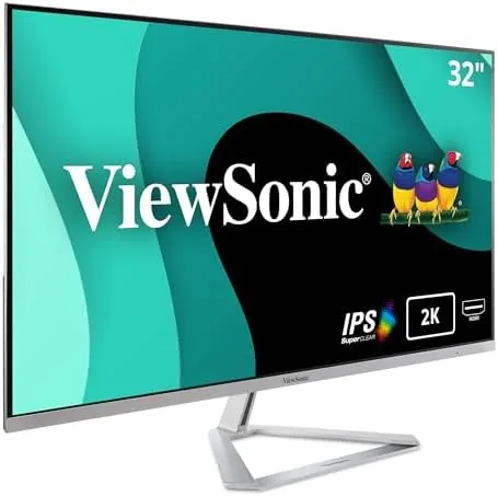 ViewSonic VX3276-2K-MHD monitor on a desk with thin bezels