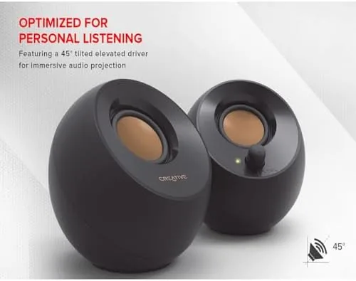 Close look at the Creative Pebble 2.0, USB Desktop Stereo Speakers for PC/Laptop, Black build quality