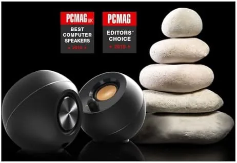 Another view of the Creative Pebble 2.0, USB Desktop Stereo Speakers for PC/Laptop, Black