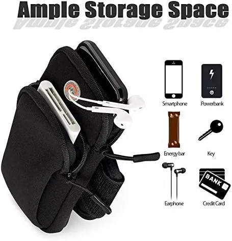 Phone in the armband pouch showing the responsive touchscreen window