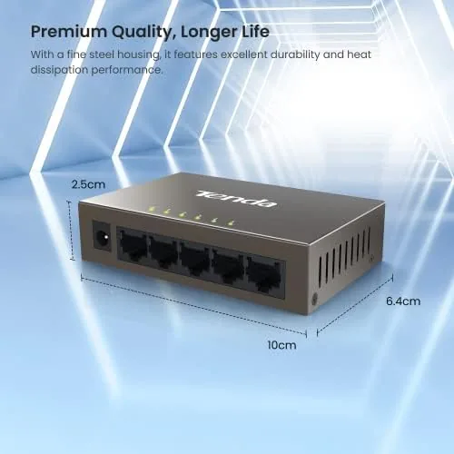 Ethernet cables plugged into the ports with status LEDs lit
