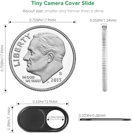 Camera cover mounted on a laptop lid above the webcam lens
