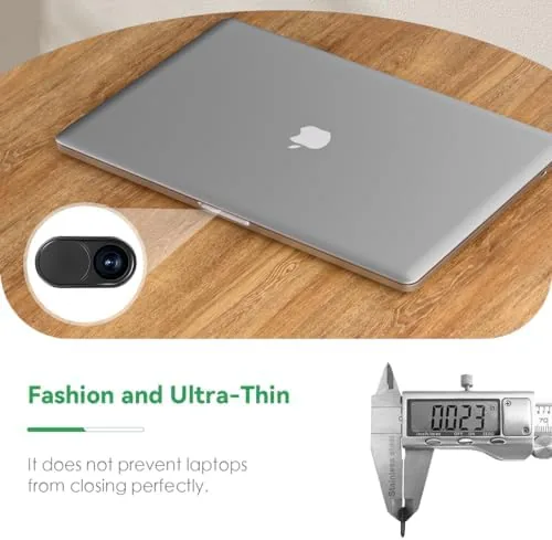 Comparison of a slide cover, a plastic shutter, and tape on a laptop bezel