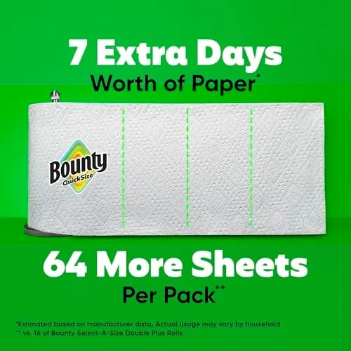 A Bounty roll next to a budget paper towel roll for comparison