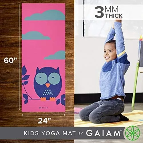 Detail shot of the Gaiam Kids Printed Yoga Mat, Non-Toxic, Fun Design, 3mm | features