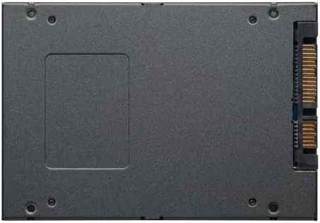 Close up of the Kingston A400 label and SATA connector