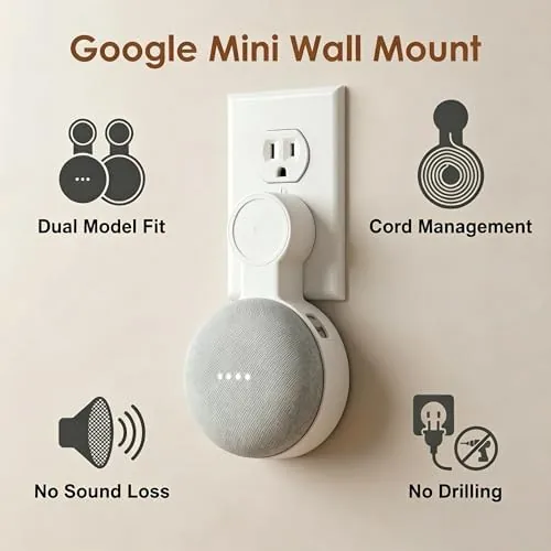 Nest Mini wall mounted in a hallway at ear level
