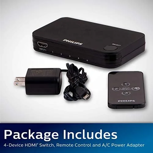 Testing the Philips 4 Device HDMI Switch, Wireless Remote, Use with 4K over two weeks