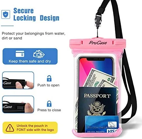 Another view of the ProCase 2 Pack Waterproof Phone Pouch, Underwater Phone Case Up