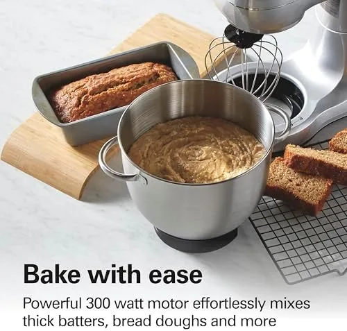 The whisk attachment fitted in the mixer bowl