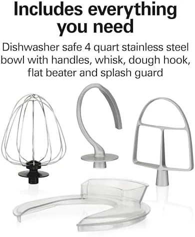 The Hamilton Beach mixer beside a premium stand mixer