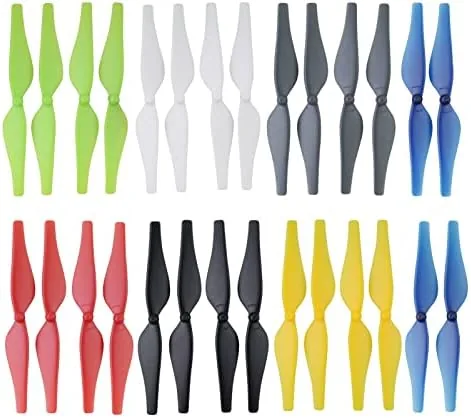 28 piece DJI Tello propeller set laid out showing the seven colors