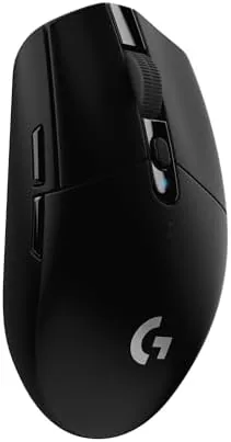 Front view of the black Logitech G305 Lightspeed gaming mouse