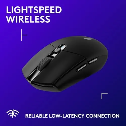 Close-up of the black G305 buttons and scroll wheel