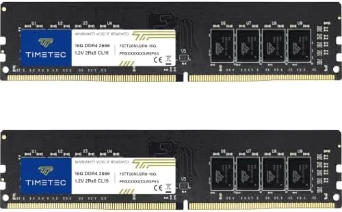 Overview of the Timetec 32GB KIT (2x16GB) DDR4 2666MHz (PC4-2666V) PC4-21300 UDIMM Desktop