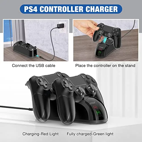 The dock next to a controller connected by a cable to a console