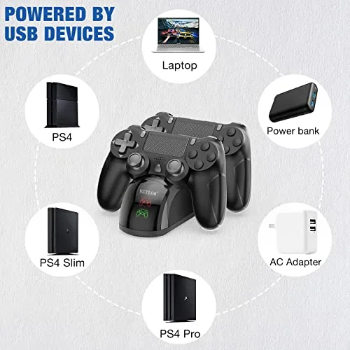 The dock on a shelf beside a PlayStation console