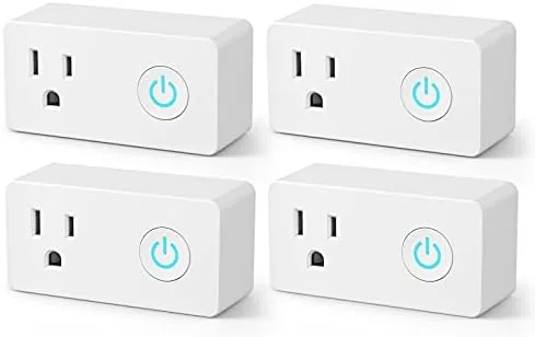 A BN-LINK WiFi smart plug plugged into a wall outlet with a lamp cord