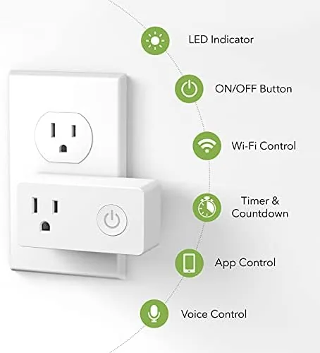 Close up of the grounded receptacle and status LED on the BN-LINK plug