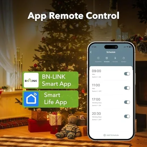 The Smart Life app showing a schedule for a BN-LINK smart plug