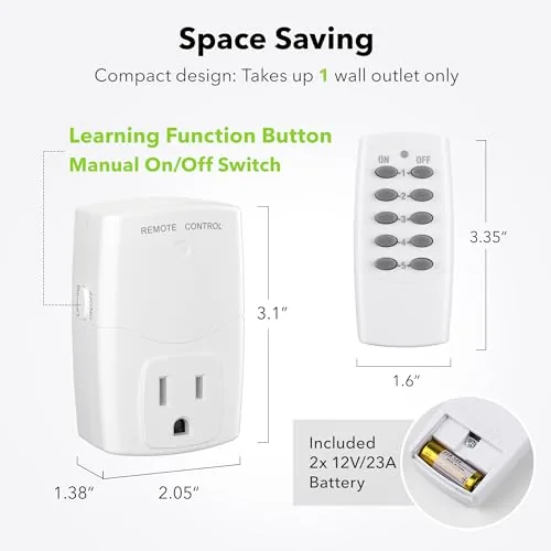 The BN-LINK Mini Wireless Remote Control Outlet Switch Power Plug in compared in context