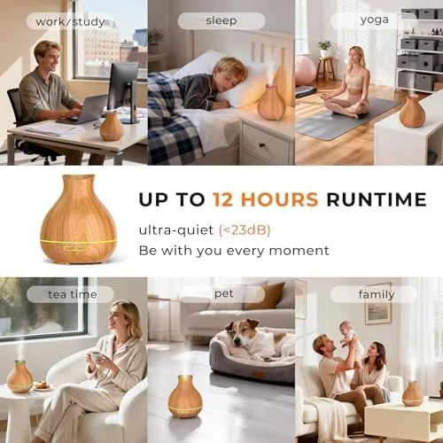 The Aromatherapy Essential Oil Diffuser 550ml 12 Hours Wood Grain Aroma in real use