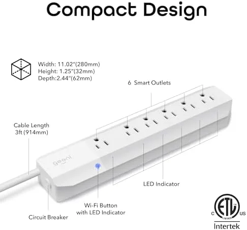 Close look at the Geeni Smart Surge Protector Power Strip with 6 Wi-Fi Outlets build quality