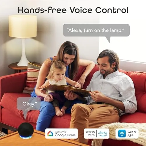 Another view of the Geeni Smart Surge Protector Power Strip with 6 Wi-Fi Outlets