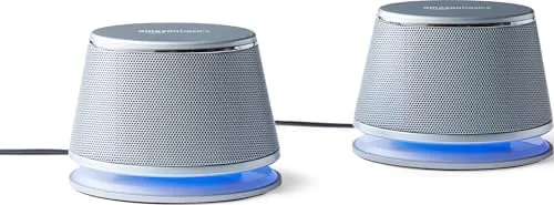 Overview of the Amazon Basics Stereo 2.0 Computer Speakers with LED Lights for