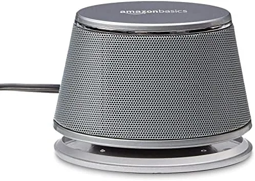 The Amazon Basics Stereo 2.0 Computer Speakers with LED Lights for in real use
