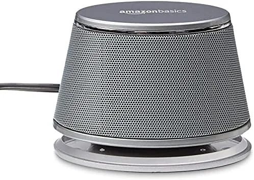 Another view of the Amazon Basics Stereo 2.0 Computer Speakers with LED Lights for