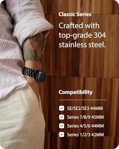 The watch in the Fullmosa case showing the screen and side buttons fully accessible