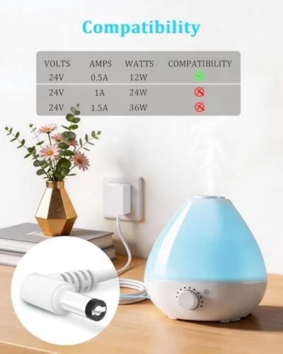 The SoulBay ETL Listed 24V Diffuser Humidifier Power Cord, 5.6FT | in real use