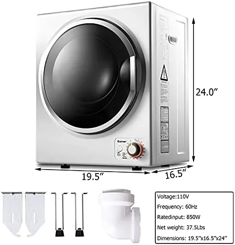 The COSTWAY dryer parked in a small apartment laundry nook beside a washer