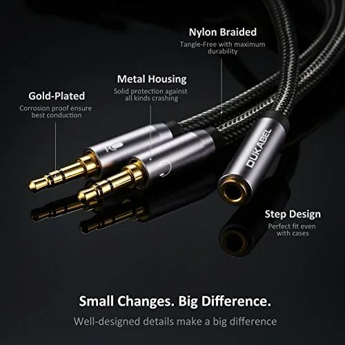 The splitter packed in a small cable organizer with other desk accessories