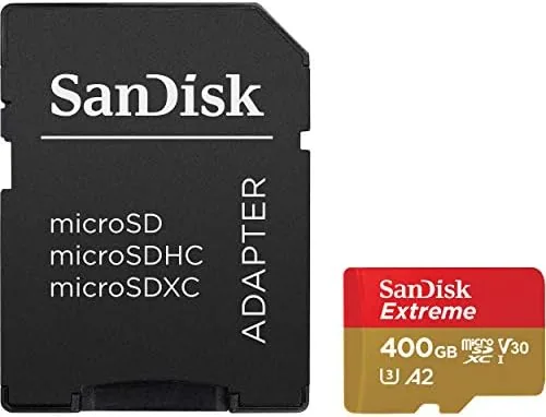 SanDisk Extreme 128GB card inside a tablet slot with games loading