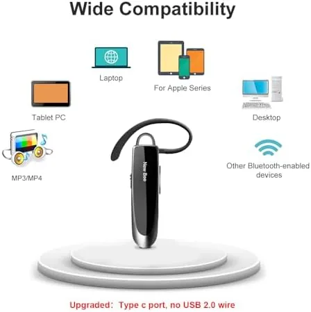 Another view of the New Bee Bluetooth Earpiece V5.0 Wireless Handsfree Headset with Microphone