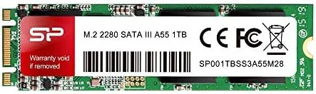 A laptop with the Silicon Power A55 installed, showing the drive inside the chassis