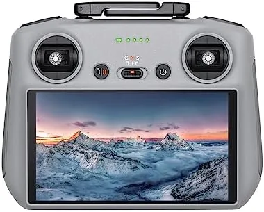 DJI RC 2 controller with its built-in screen showing a live drone feed