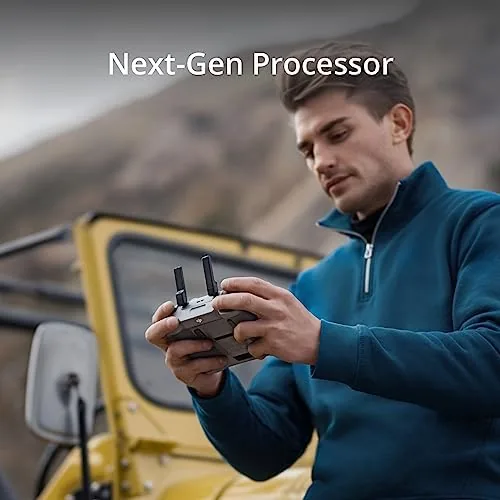 Close up of the DJI RC 2 screen and gimbal controls showing the button layout
